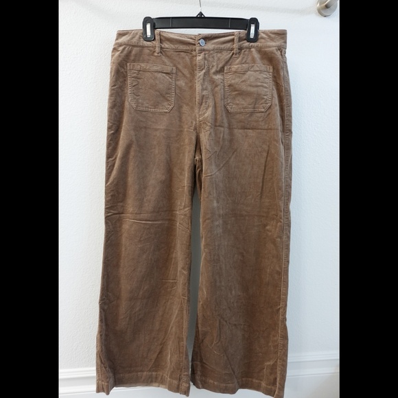 Paige Anessa Patch Pocket Wide Leg Corduroy Pants BROWN - Picture 4 of 8